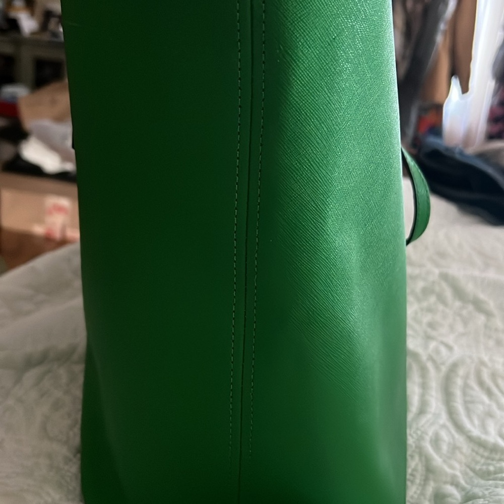Michael Kors Green Saffiano Leather Tote with Gold Hardware - Picture 3 of 14
